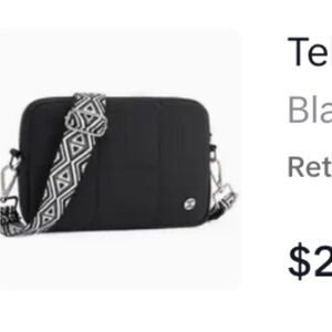 Stylish Black Mini Bag with Patterned Strap